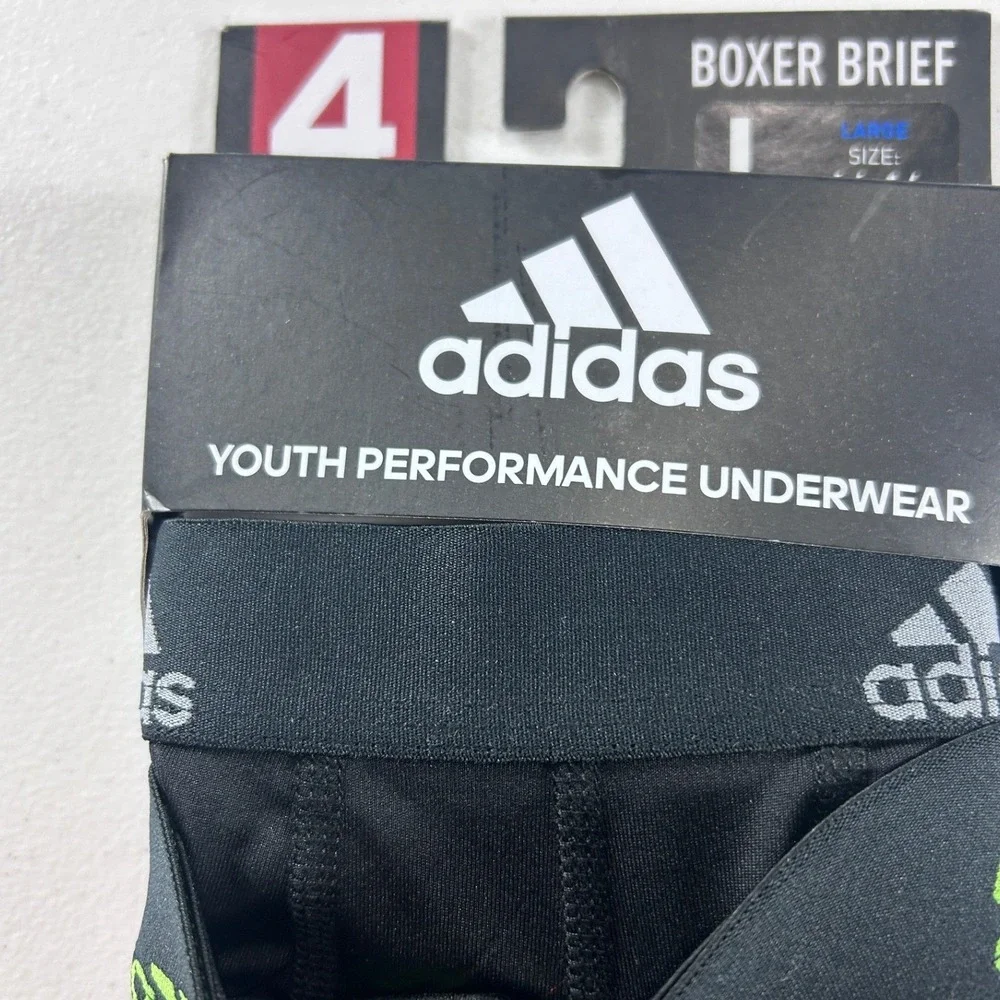Adidas Youth Boxer Briefs 4‎ Pack Large Print Athletic Comfort Quick Dry NEW - Picture 7 of 8